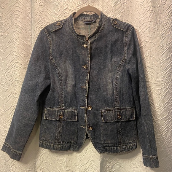 Sonoma Jackets & Blazers - Sonoma Distressed Blue Denim Military-Style Jacket